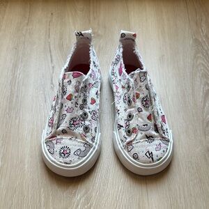 Kids Patterned Canvas Sneakers - White and Pink